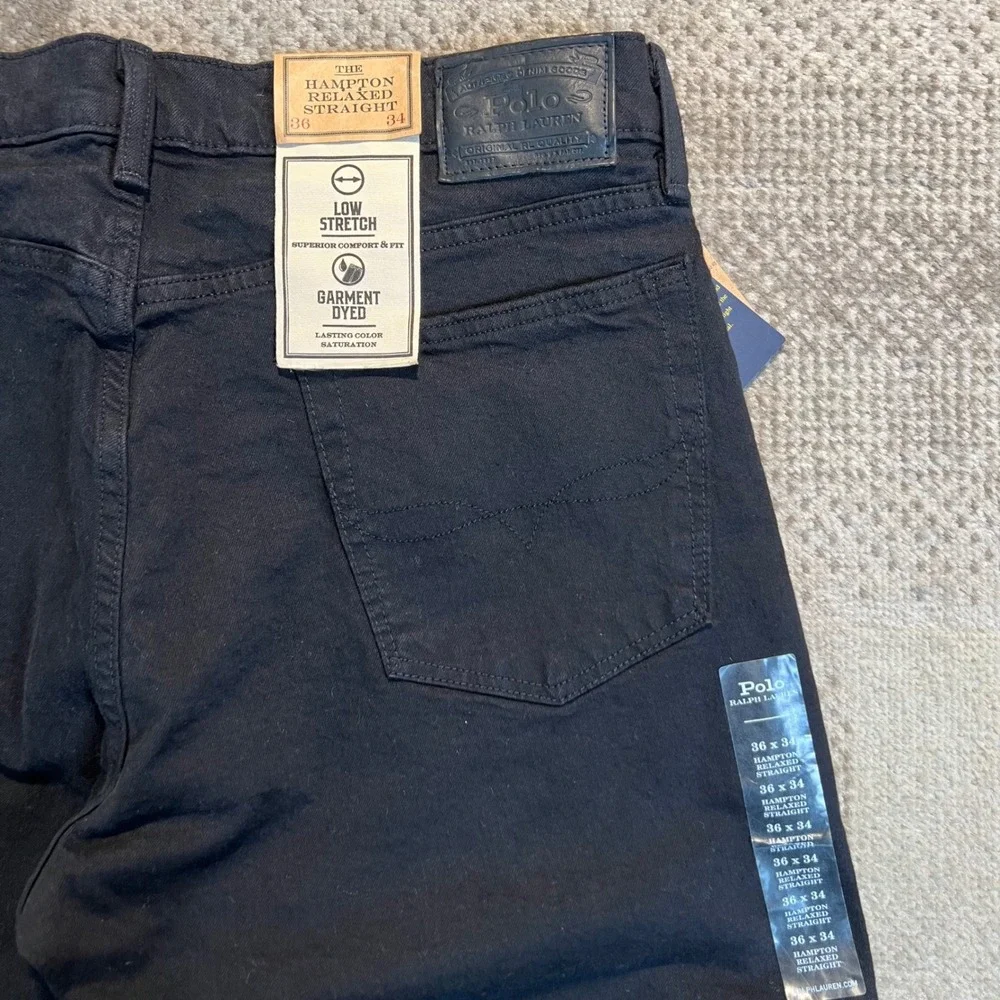 Polo Ralph Lauren Hampton Relaxed Straight Leg Jeans Mens 36x34 Black‎ NWT